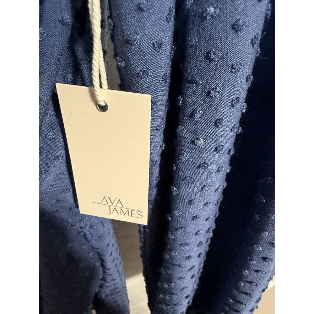 Ava James Clay Blue Clip Dots Size Medium Belted Top - Picture 4 of 7